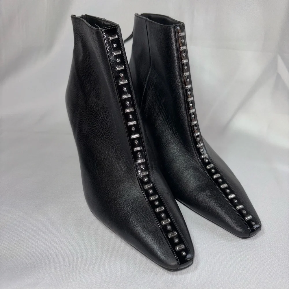Zara High Heel Leather Ankle Boots Studs Size 39 Modern Punk Goth